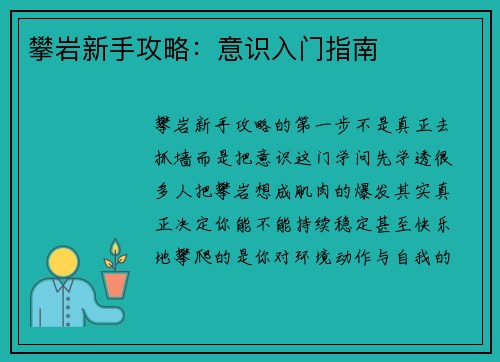 攀岩新手攻略：意识入门指南