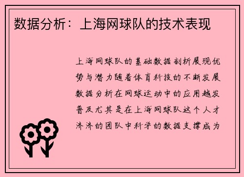 数据分析：上海网球队的技术表现